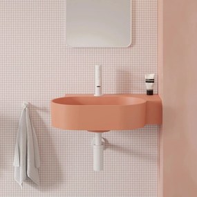 Lavoar suspendat Omnires Ovo M+ finisaj coral mat 55.5 cm dreapta