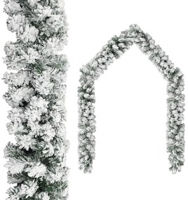 vidaXL Ghirlandă de crăciun cu zăpadă, verde, 20 m, pvc