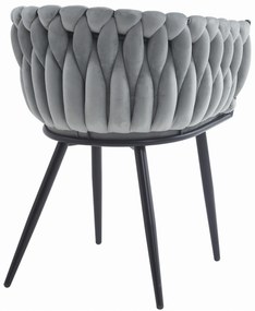 Scaun de dining gri deschis ORION VELVET cu picioare negre