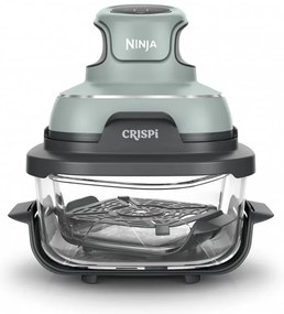 Friteuza cu aer cald portabila 4in1 Ninja CRISPi FN101EUSG, 1700W, 3.8l, 6 portii, 2 recipiente din sticla, 4 programe, Fara PFAS si BPA, Verde