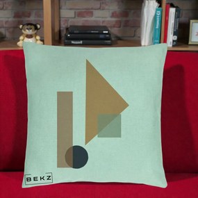 Perna Decorativa Geometric Bauhaus Triunghi, 40x40 cm, Verde Menta, Husa Detasabila, Perna Inclusa, BEKZ®