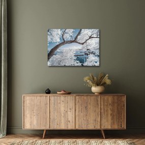 Tablou cu copac înzăpezit lângă apă (70x50 cm)