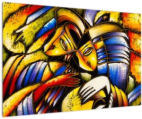 Tablou - Pictură în ulei, îndrăgostiții (90x60 cm)