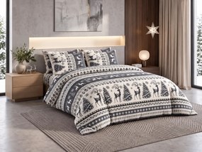 Lenjerie cocolino CHRISTMAS DEER gri Dimensiune lenjerie de pat: 70 x 90 cm | 140 x 200 cm