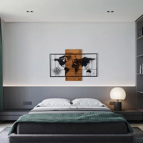 Decorațiune de perete 58x85 cm lemn/metal hartă