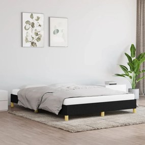 Cadru de pat, negru, 160 x 200 cm, material textil Negru, 25 cm, 160 x 200 cm