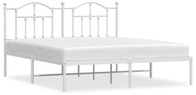 353491 vidaXL Cadru de pat metalic cu tăblie, alb, 160x200 cm