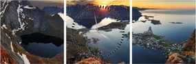Tablou - Peisaj montan, Norvegia (cu ceas) (90x30 cm)