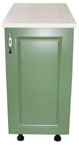 Corp inferior cu 1 Usa Zebra, Alb/MDF Verde si blat travertin 40 x 85 x 60