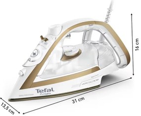 Fier de călcat TEFAL Puregliss FV8042E0, 2900 W, 270 g/min, 270 ml, călcare verticală, sistem anti-picurare, alb/dorat