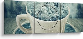 Tablou - Lumea de iarnă într-o căniță (cu ceas) (90x30 cm)
