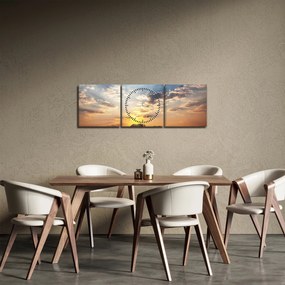 Tablou - Elefanți rătăcind în savană (cu ceas) (90x30 cm)