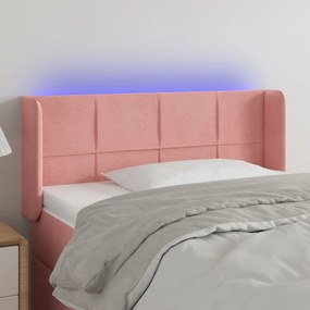 Tablie de pat cu LED, roz, 103x16x78 88 cm, catifea 1, Roz, 103 x 16 x 78 88 cm