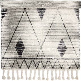 Covor rustic din bumbac cu model țesut, culoare natur, 180×120 cm, „Yuki”