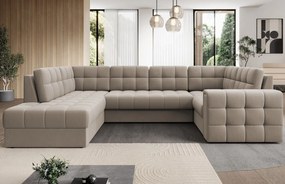 Coltar extensibil stanga 5 locuri ELTAP, LT-18SO, Blewett, 299x198x82 cm, lemn/poliester, bej inchis