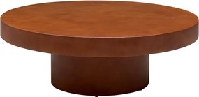 Măsuță de cafea rotundă din metal, roșu cărămiziu, cu blat gros și bază cilindrică, finisaj lăcuit, 41 x 120 cm, „Grenade”