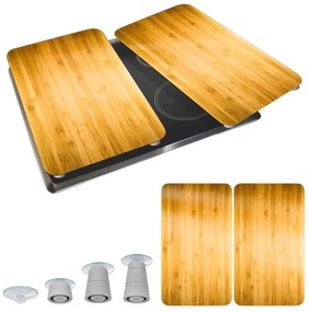 Protecții de aragaz 2 buc. din sticlă temperată 52x30 cm Wooden – Maximex