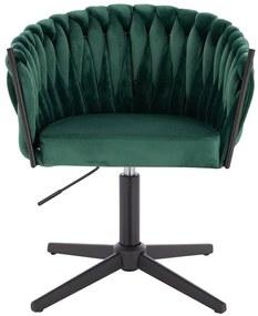 HR750CROSS Scaun Verde din Catifea cu Bază Neagră