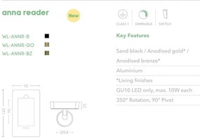 Aplica cu spot din aluminiu canelat Anna Reader negru