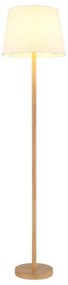Lampadar de podea metal aspect lemn abajur textil alb JORIS