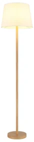Lampadar de podea metal aspect lemn abajur textil alb JORIS