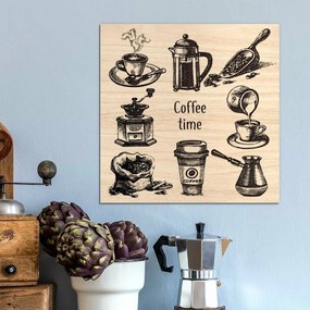 DUBLEZ | Tablou din lemn pentru bucătărie - Cafea