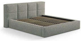 Pat matrimonial verde tapițat cu spațiu de depozitare cu somieră 200x200 cm Simon Darren – Micadoni