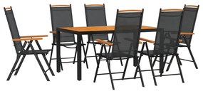 3200602 vidaXL Set mobilier pentru grădină, 7 piese, negru și maro, aluminiu