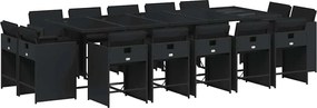 vidaXL Set mobilier de grădină cu perne, 15 piese, negru, poliratan