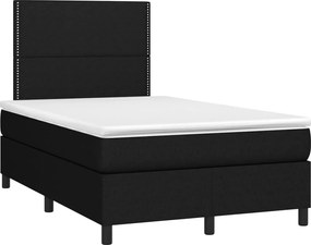 vidaXL Pat box spring cu saltea, negru, 120x190 cm, catifea