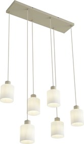 Scandinavische hanglamp beige met wit glas 6-lichts - Wisp