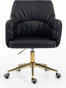 HR840K Scaun Negru Piele Ecologica cu Bază Aurie