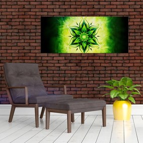 Tablou - Mandala de flori, fundal verde (120x50 cm)