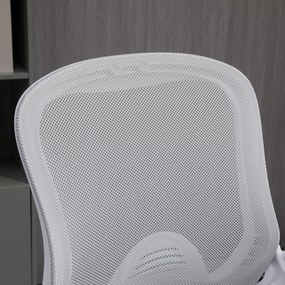 Vinsetto Scaun de birou ergonomic, cu înălțime reglabilă, suport picioare, brațe rabatabile, plasă respirabilă, 360° rotativ, gri/alb | Aosom Romania