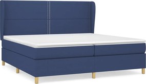vidaXL Pat box spring cu saltea, albastru, 200x200 cm, textil