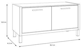 Dulap pantofi Freetown Stejar Catania Si Alb Mat, 96.1 Cm