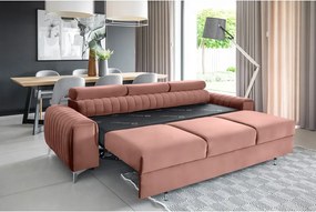 Canapea roz extensibilă cu tapițerie din catifea 261 cm Laurence – ELTAP