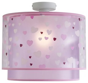 Plafonieră pentru copii roz cu inimioare - Harrie in Love