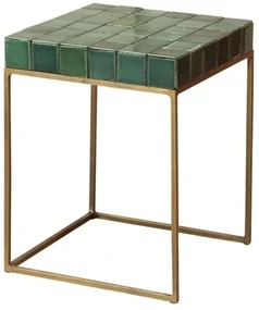 Masuta laterala, din metal si ceramica, green Porto