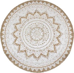 vidaXL Covor din iută împletită cu imprimeu, 180 cm, rotund
