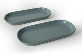 Set 2 platouri X00017767, gri, ceramica, 28x14 cm