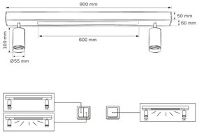 Plafonieră LED PARIS LED/24W/230V + 2xGU10/10W negru