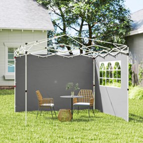 Outsunny Panouri laterale pentru tonelă 3 x 3 m panouri pentru pavilion cu fereastră set de 2 țesătură Oxford gri deschis | Aosom Romania