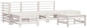 3186334 vidaXL Set mobilier de grădină, 6 piese, alb, lemn masiv pin