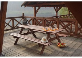 Set de dining pentru grădină din lemn de pin pentru 6 persoane Piknik - Rojaplast