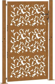 vidaXL Poartă de grădină 100x150 cm, model frunze de oțel rezistente la intemperii