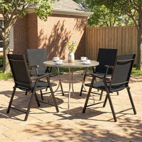 Outsunny Set de 4 scaune de grădină pliabile Structură oțel robustă fără asamblare Spătar înalt ergonomic 58x62x97cm Negru | Aosom Romania