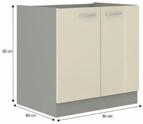Dulap inferior de bucătărie 80 D 2F BB Pleitton (Crem ultralucios). 1015560