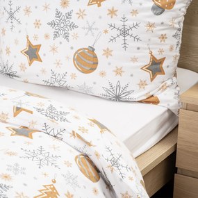 Lenjerie de pat din flanel 4Home Golden XmasNight, 140 x 220 cm, 70 x 90 cm, 140 x 220 cm, 70 x 90 cm