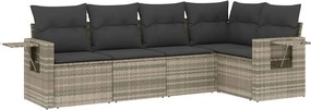 vidaXL Set canapele de grădină cu perne, 5 piese gri deschis poliratan